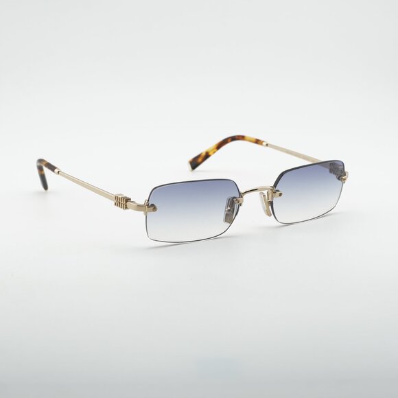 Miu Miu MUB50S ZVN80O Sunglasses Gold Rectangle Frame, Light Blue Lenses main image 9